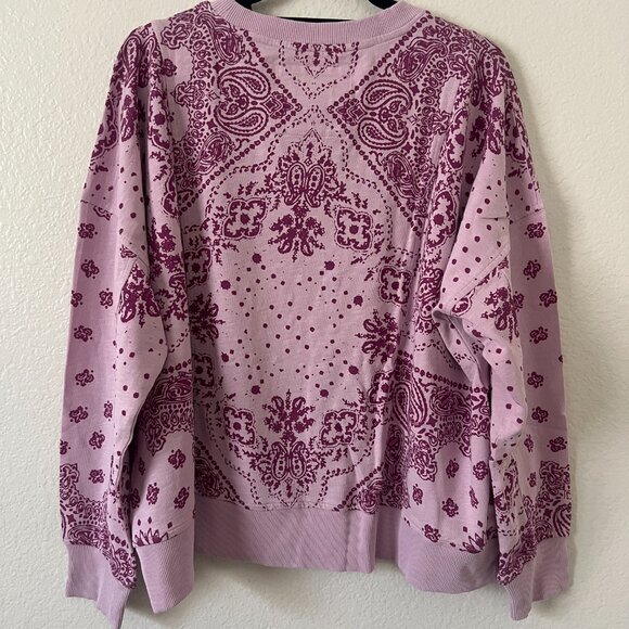 NWT Sundance Sz XXL Maebelle Pink Sweatshirt Embroidered Paisley Boho Loungewear - Picture 6 of 10